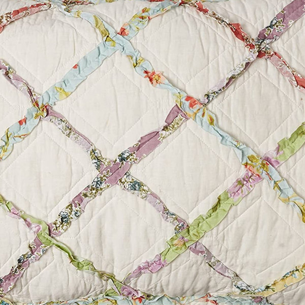 Laura Ashley Ruffle Garden Ruffled 100 Cotton Quilted Sham & Reviews